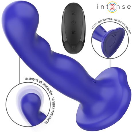 INTENSE SHORTY VIBRATEUR AVEC VENTOUSE TELECOMMANDE BLEUE