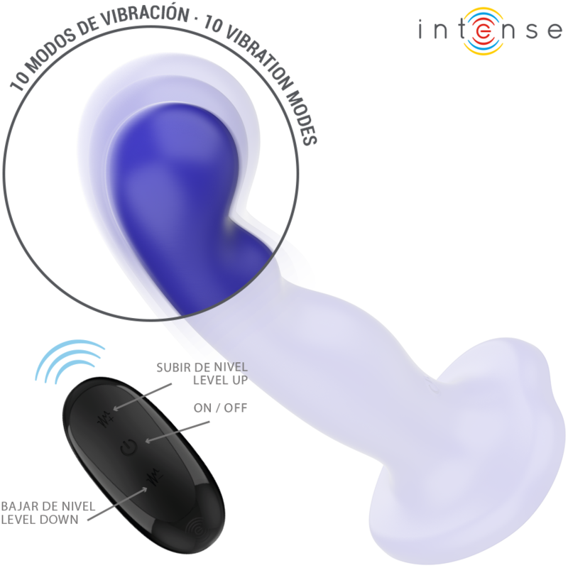 INTENSE SHORTY VIBRATEUR AVEC VENTOUSE TELECOMMANDE BLEUE