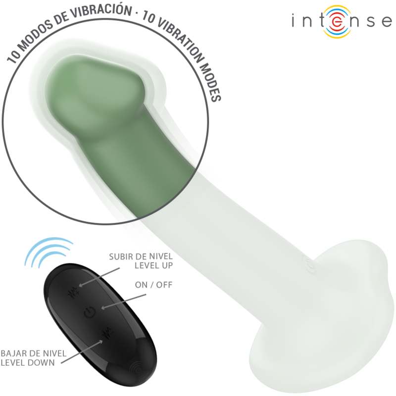 INTENSE BECCA VIBRATEUR AVEC VENTOUSE 10 VIBRATIONS TELECOMMANDE VERTE