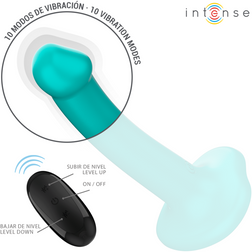 Gode réaliste vibrant ventouse turquoise — Katie