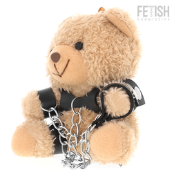 Mug pénis Fetish Submissive Rebel Toys Porte-clés ours kink Yogi — Harnais cuir et chaînes marron vu de face