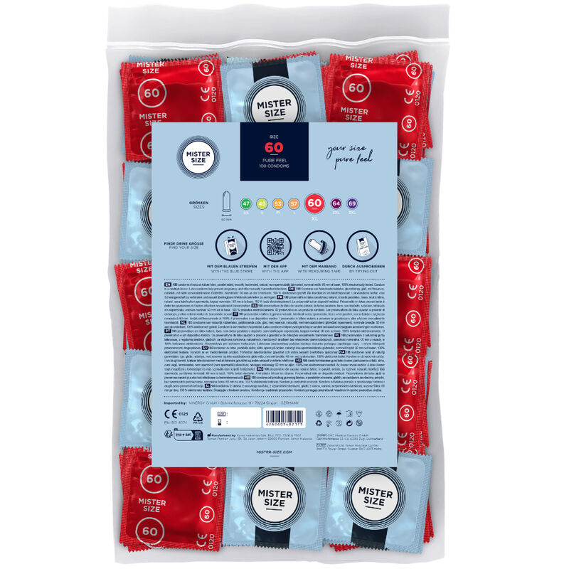 MISTER SIZE PRESERVATIF TAILLE XL 60 MM 100 UNITES