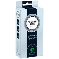 Mister Size Préservatifs latex sur-mesure 47 mm 10 unités — 47 en Latex transparent vu de face