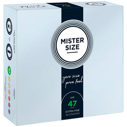 Mister Size Préservatifs latex sur-mesure 47 mm 36 unités — S transparent vu de face