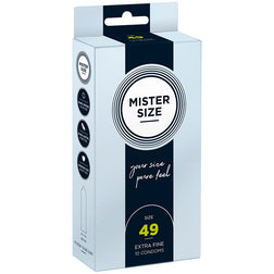 Mister Size Préservatifs latex sur-mesure 49 mm 10 unités — S en Latex transparent vu de face