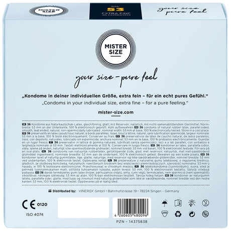MISTER SIZE PRESERVATIF TAILLE M 53 MM 36 UNITES