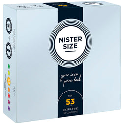 Mister Size Préservatifs latex sur-mesure 53 mm 36 unités — M en Latex transparent vu de face