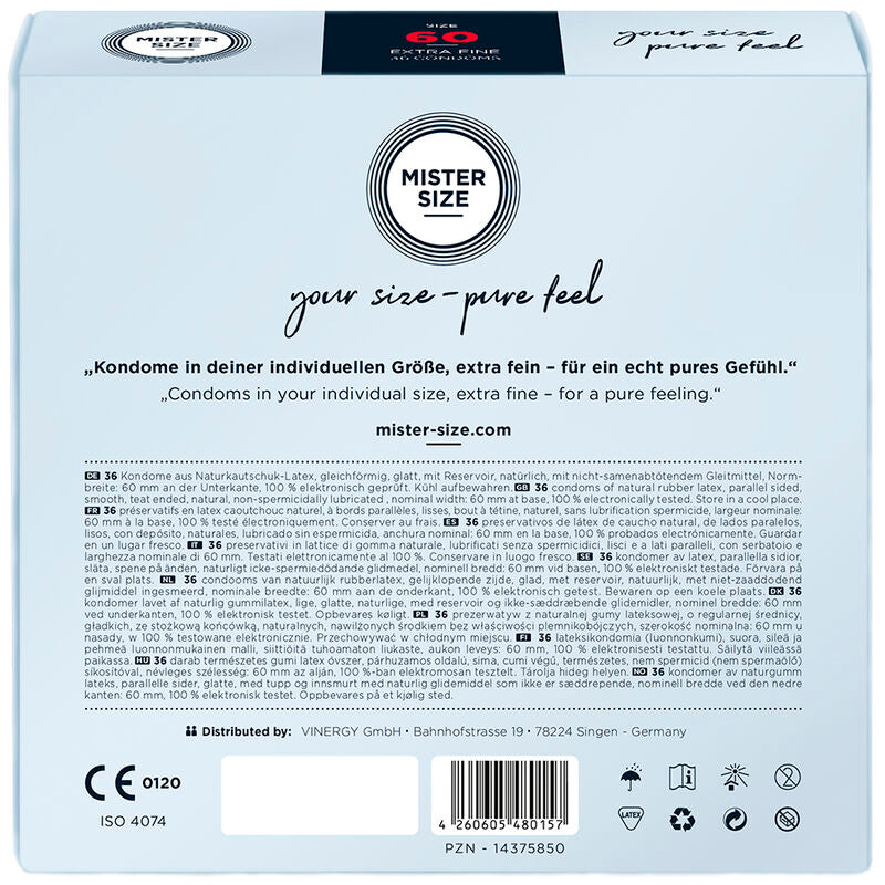 MISTER SIZE PRESERVATIF TAILLE XL 60 MM 36 UNITES