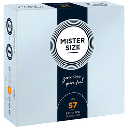 Mister Size Préservatifs latex sur-mesure 57 mm 36 unités — L en Latex transparent vu de face