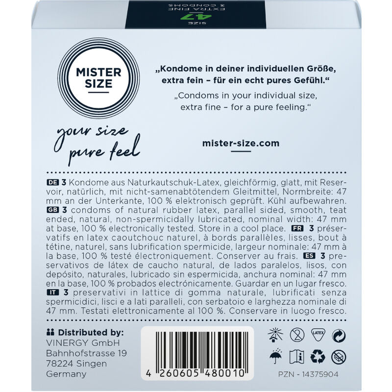 MISTER SIZE PRESERVATIFS TAILLE XS 47 MM 3 UNITES