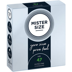 Mister Size Préservatifs latex 47 mm x3 — 47 en Latex transparent vu de face