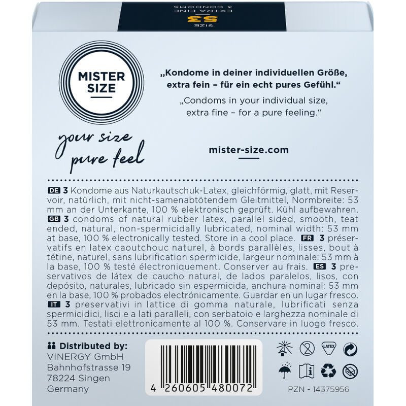 MISTER SIZE PRESERVATIF TAILLE M 53 MM 3 UNITES
