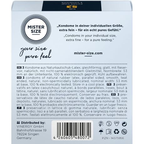 MISTER SIZE PRESERVATIF TAILLE M 53 MM 3 UNITES