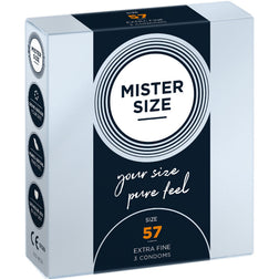 Mister Size Préservatifs latex sur-mesure 57 mm 3 unités — L en Latex transparent vu de face