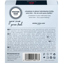 MISTER SIZE PRESERVATIF TAILLE XL 60 MM 3 UNITES