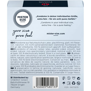 MISTER SIZE PRESERVATIF TAILLE XL 60 MM 3 UNITES
