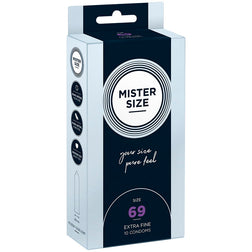 Mister Size Préservatifs latex sur-mesure 69 mm 10 unités — XXL2 en Latex transparent vu de face