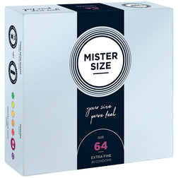 Mister Size Préservatifs latex sur-mesure 64 mm 36 unités — XXL en Latex transparent vu de face