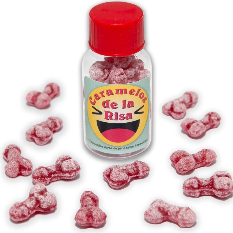 DIABLO PICANTE 12 BONBONS RIRE EN FORME DE PENIS FRAISE CERISE
