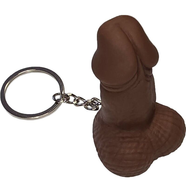 Brauner Schlüsselanhänger in Penisform mit Ring.