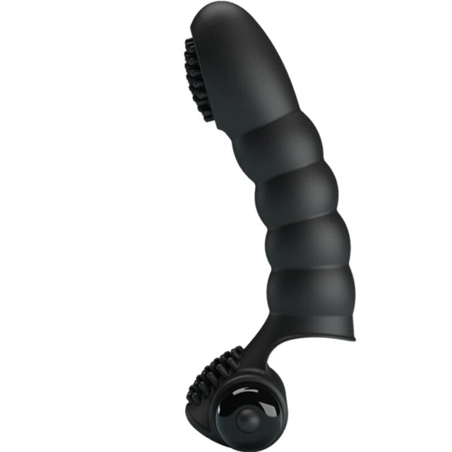 Schwarzer Alexander Fingervibrator mit strukturiertem Kopf