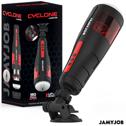 Masturbateur automatique Jamyjob rotation + va-et-vient — Cyclone en Silicone médical rouge vu de face