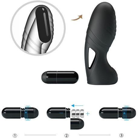 PRETTY LOVE ALAN VIBRATEUR DE DOIGTS EN SILICONE NOIR