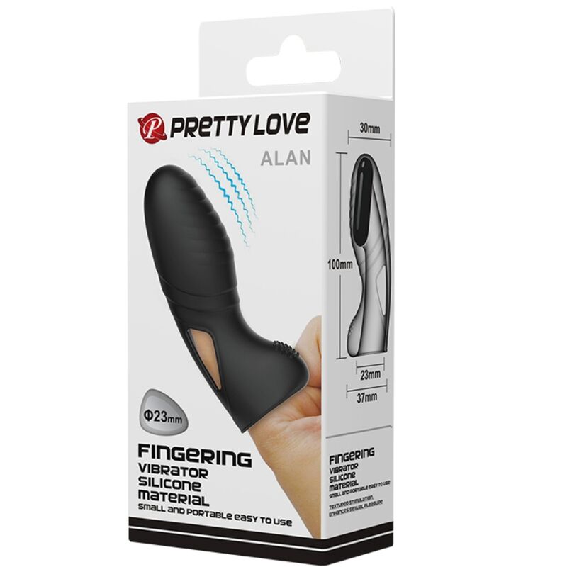 PRETTY LOVE ALAN VIBRATEUR DE DOIGTS EN SILICONE NOIR