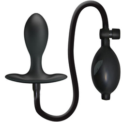 Plug anal gonflable noir avec son tube souple et sa poire de gonflage