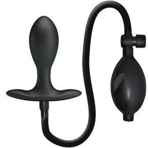 Plug anal gonflable noir avec son tube souple et sa poire de gonflage