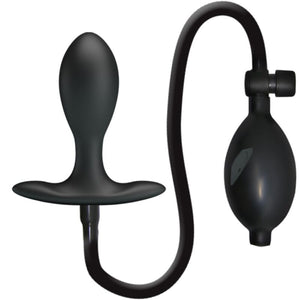 Plug anal gonflable noir avec son tube souple et sa poire de gonflage