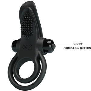 PRETTY LOVE DOUBLE ANNEAU VIBRANT STIMULATEUR DE CLITORIS 10 VIBRATIONS NOIR