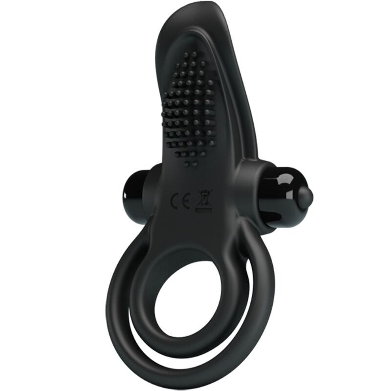 PRETTY LOVE DOUBLE ANNEAU VIBRANT STIMULATEUR DE CLITORIS 10 VIBRATIONS NOIR