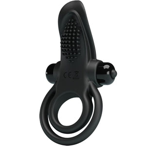 PRETTY LOVE DOUBLE ANNEAU VIBRANT STIMULATEUR DE CLITORIS 10 VIBRATIONS NOIR