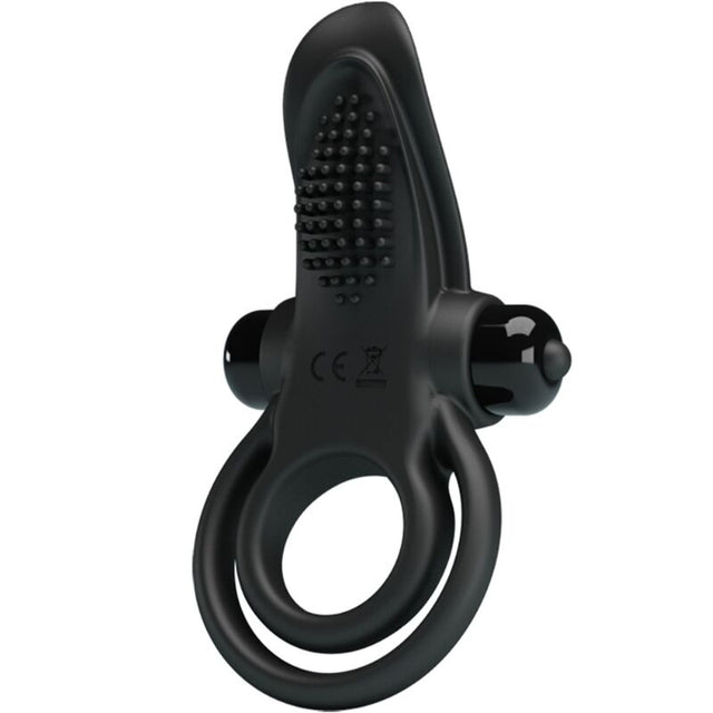 PRETTY LOVE DOUBLE ANNEAU VIBRANT STIMULATEUR DE CLITORIS 10 VIBRATIONS NOIR