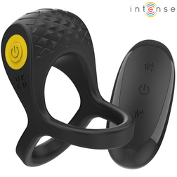 Cockring vibrant Cockring double vibrant télécommandé 10 modes — Alex en Silicone noir vu de face