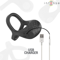 INTENSE ALEX VIBRATEUR DOUBLE ANNEAU PENIS 10 VIBRATIONS NOIR