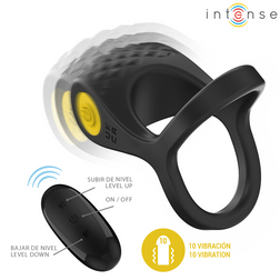 INTENSE ALEX VIBRATEUR DOUBLE ANNEAU PENIS 10 VIBRATIONS NOIR