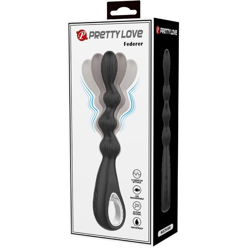 PRETTY LOVE VIBRATEUR ANAL FEDERER 12 VIBRATIONS NOIR