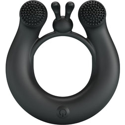 Cockring vibrant double moteur 12 modes — Dahlia noir vu de face