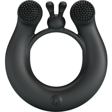 Cockring vibrant double moteur 12 modes — Dahlia noir vu de face