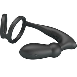 Cockring double anneau + plug anal vibrant 12 modes — vue détaillée