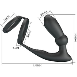 Cockring double anneau + plug anal vibrant 12 modes — texture visible