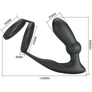 Cockring double anneau + plug anal vibrant 12 modes — texture visible