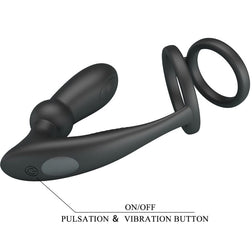 Cockring double anneau + plug anal vibrant 12 modes — autre angle