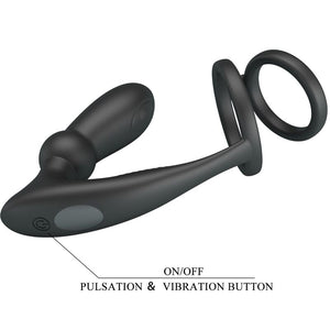 Cockring double anneau + plug anal vibrant 12 modes — autre angle