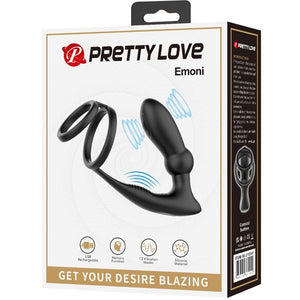 Cockring double anneau + plug anal vibrant 12 modes — vue de profil