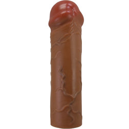 Gaine pénis Gaine d'extension réaliste +2,5 cm veinée — Nile en TPE marron vu de face