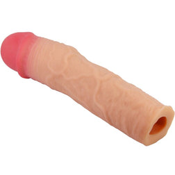 Realistische Hülle +7,6 cm, glatte Aderstruktur, hautfarben, 20,5 cm — Nahaufnahme