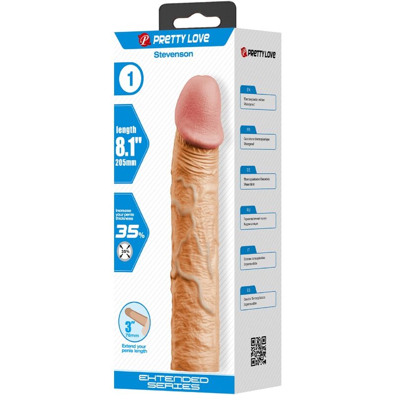 Gaine réaliste +7,6 cm veines lisses chair 20,5 cm — emballage